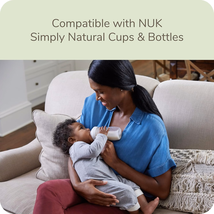 Tétines pour biberon NUK Simply Natural - Débit moyen, silicone extra souple, système anti-coliques, sans BPA, lot de 2 : Bébé