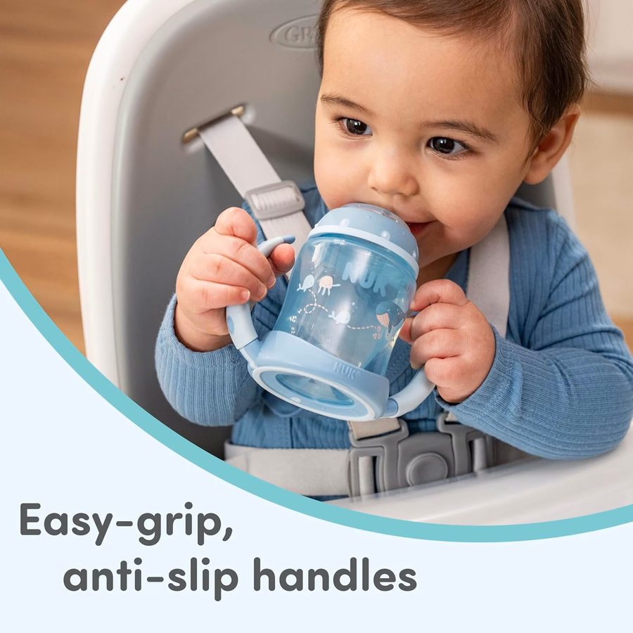 Gobelet d'apprentissage NUK, dès 6 mois, Collection Intemporelle, Exclusivité Amazon, 150 ml, Lot de 2 – Sans BPA, Gobelet anti-fuites : Bébé