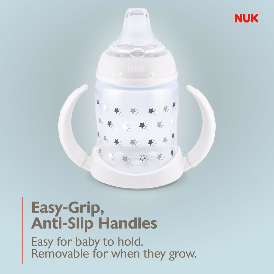 Gobelet d'apprentissage NUK, dès 6 mois, Collection Intemporelle, Exclusivité Amazon, 150 ml, Lot de 2 – Sans BPA, Gobelet anti-fuites : Bébé
