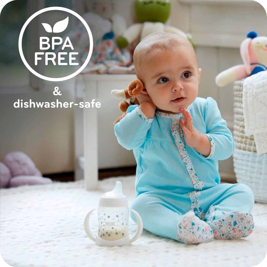 Gobelet d'apprentissage NUK, 295 ml, étoile grise Tritan – Sans BPA, gobelet anti-fuites : Bébé