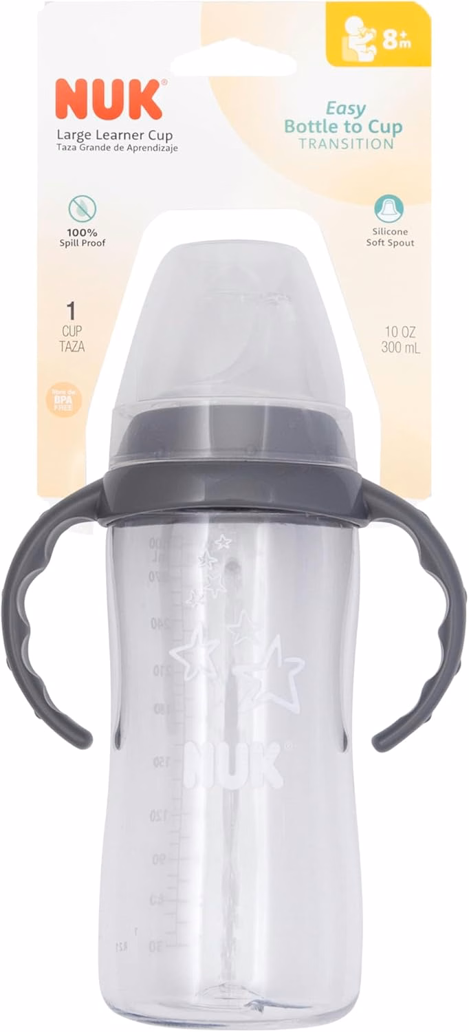 Gobelet d'apprentissage NUK, 295 ml, étoile grise Tritan – Sans BPA, gobelet anti-fuites : Bébé