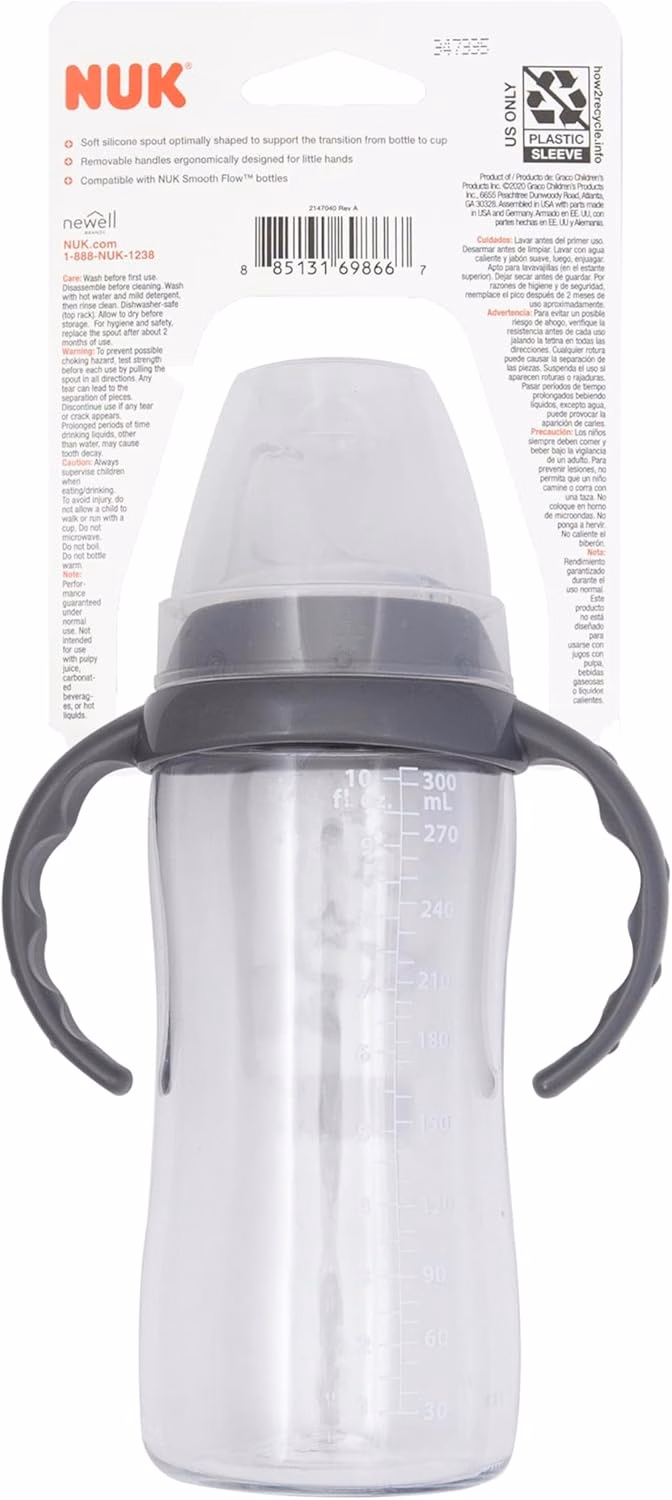 Gobelet d'apprentissage NUK, 295 ml, étoile grise Tritan – Sans BPA, gobelet anti-fuites : Bébé