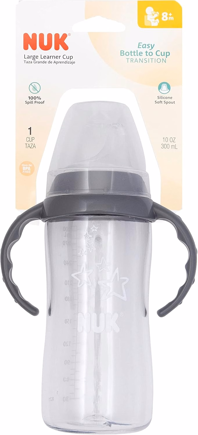 Gobelet d'apprentissage NUK, 295 ml, étoile grise Tritan – Sans BPA, gobelet anti-fuites : Bébé