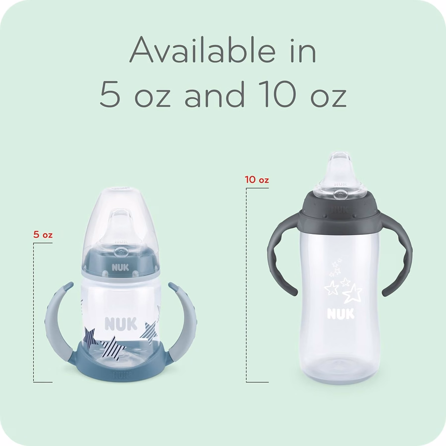 Gobelet d'apprentissage anti-fuites NUK Active, 295 ml, lot de 2, 8 mois et plus, rose – Sans BPA