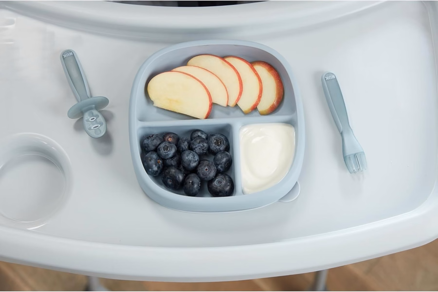 Assiette et couvercle à ventouse NUK for Nature, couvercle étanche, compatible micro-ondes, congélateur et lave-vaisselle (panier supérieur), sans BPA ni latex, lot de 1 : Bébé