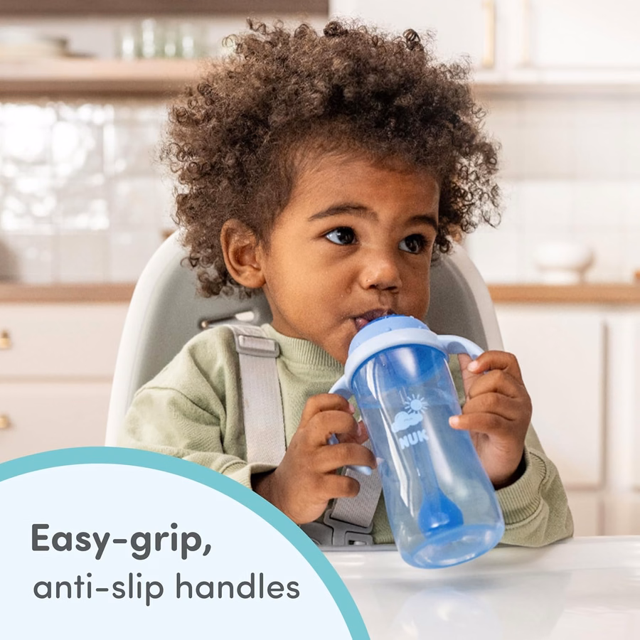 Gobelet à paille NUK Learner 30 cl - Gobelet pour tout-petits avec paille souple pour boire facilement. Convient aux enfants de 8 mois et plus.