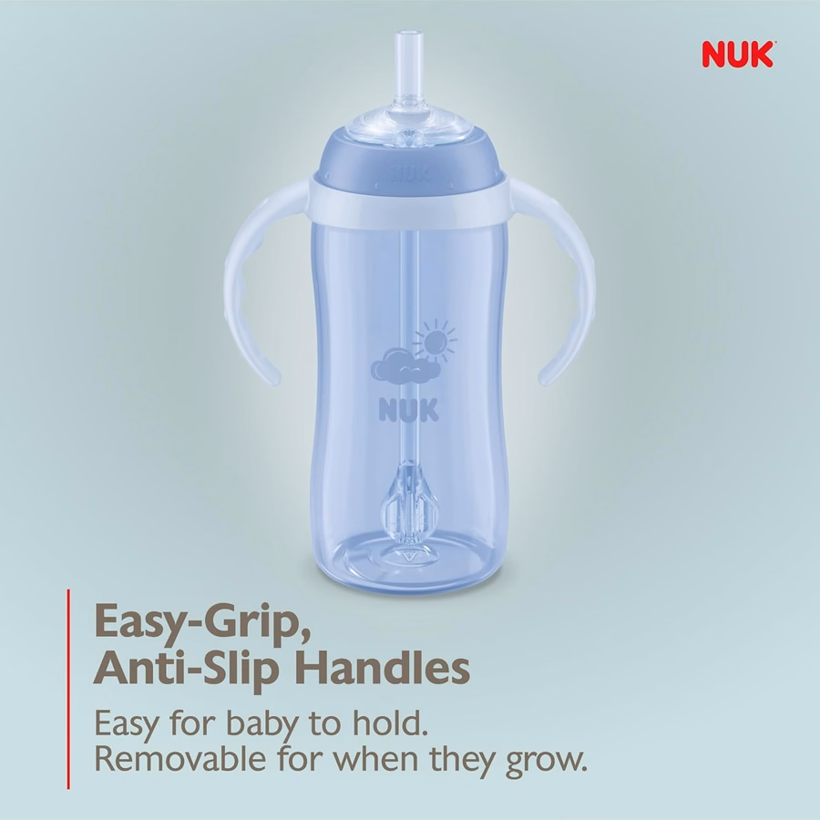 Gobelet à paille NUK Learner 30 cl - Gobelet pour tout-petits avec paille souple pour boire facilement. Convient aux enfants de 8 mois et plus.