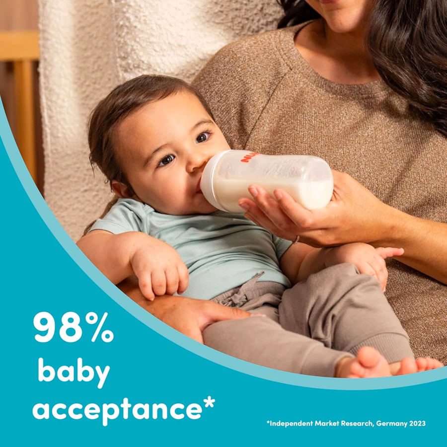 Biberon NUK Perfect Match 2-en-1 Naturel et Anti-Coliques, Débit Moyen, Tétine Large et Adaptable, 240 ml, Lot de 4, Sans BPA : Bébé