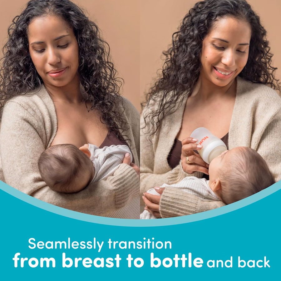 Biberon NUK Perfect Match 2-en-1 Naturel et Anti-Coliques 240 ml avec tétine à débit moyen adaptable, lot de 2 : Bébé