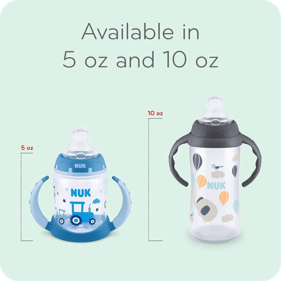 Gobelet d'apprentissage NUK, 295 ml, lot de 2, Minnie Mouse – Bec souple, poignées ergonomiques, sans BPA, gobelet anti-fuites pour bébé