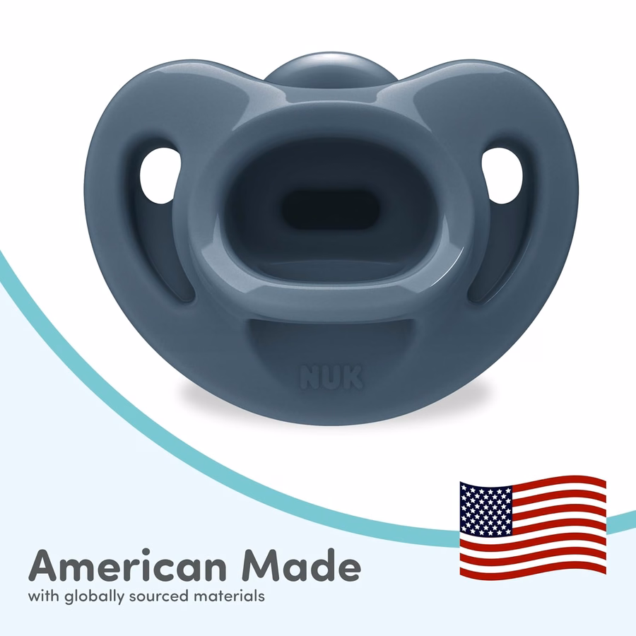 Sucettes orthodontiques confortables NUK 100 % silicone, 0-6 mois, bleu, collection intemporelle, lot de 5 : Bébé