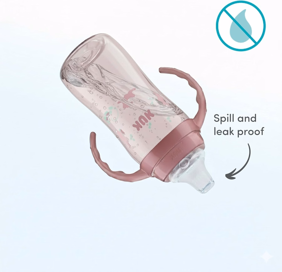 Gobelet d'apprentissage NUK, 295 ml, lot de 2, Disney's Stitch – Bec souple, poignées ergonomiques, sans BPA, gobelet anti-fuites pour bébé
