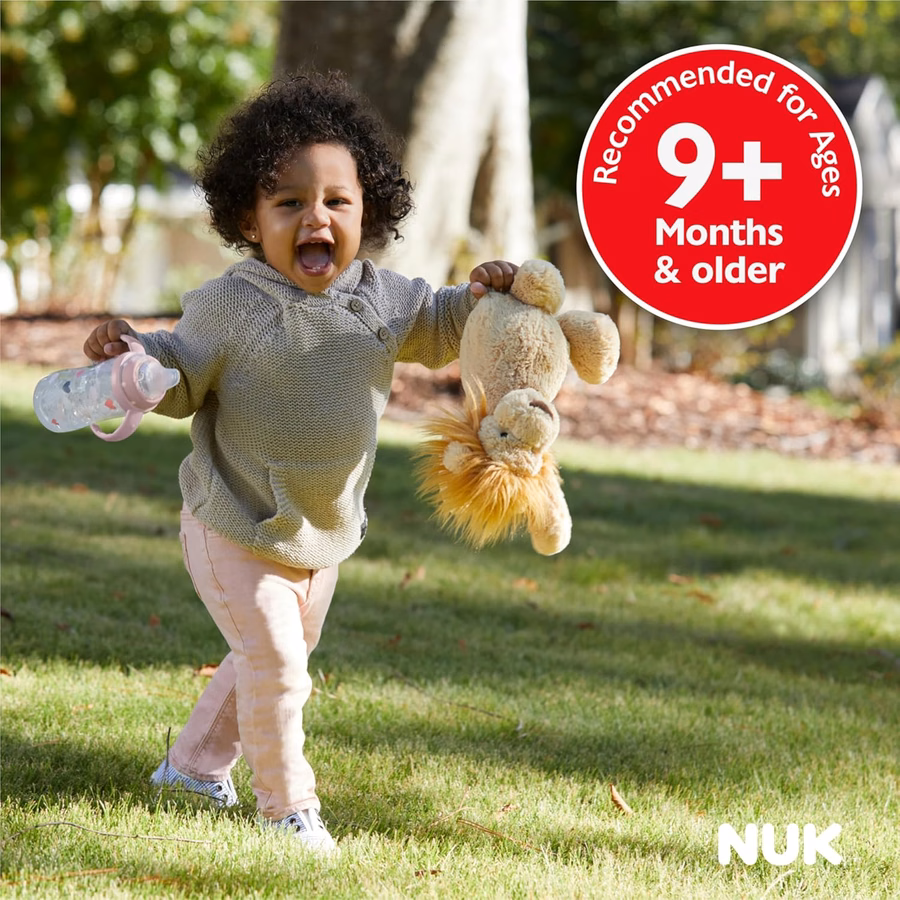 Gobelet d'apprentissage NUK, 295 ml, lot de 2, Disney's Stitch – Bec souple, poignées ergonomiques, sans BPA, gobelet anti-fuites pour bébé