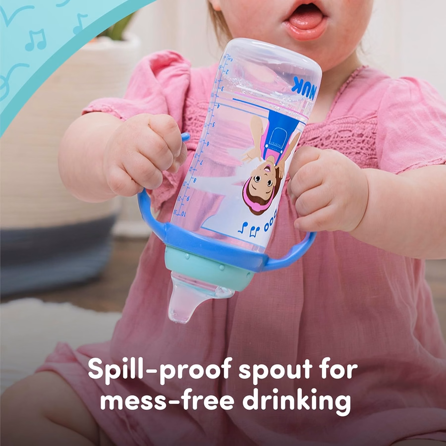 Gobelet d'apprentissage NUK, modèle Mme Rachel, 295 ml, dès 8 mois, lot de 2 – Bec souple, poignées ergonomiques, sans BPA, gobelet anti-fuites pour la transition vers l'apprentissage de l'eau : Bébé