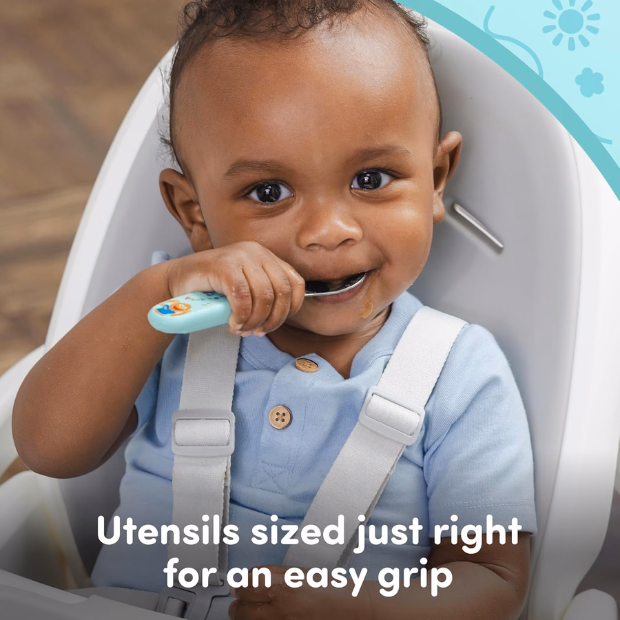 Ensemble de vaisselle NUK Mme Rachel, assiette et bol pour tout-petit, couverts pour enfant (fourchette et cuillère), ensemble repas pour enfants, sans BPA, compatible lave-vaisselle : Bébé