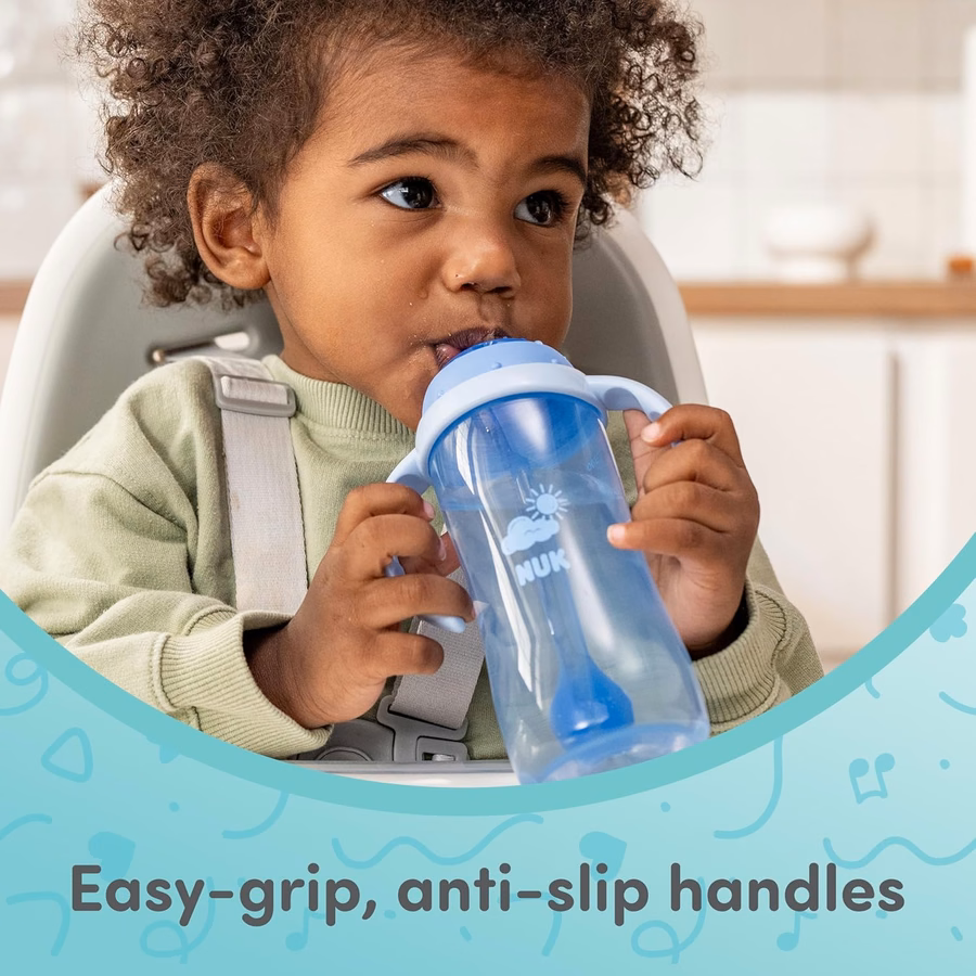Gobelet à paille NUK First Choice Mme Rachel Learner, 295 ml (10 oz), pour bébés et jeunes enfants. Anti-fuites, lot de 2.