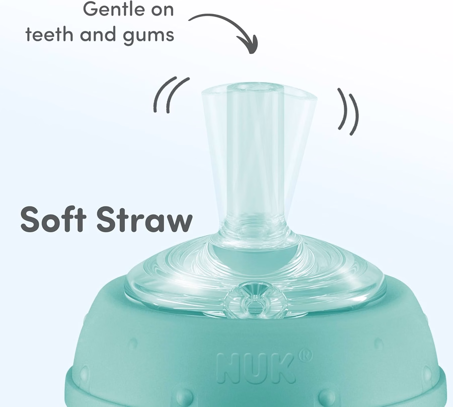 Gobelet d'apprentissage NUK First Choice Moana, 295 ml (10 oz), avec poignées, anti-fuites et anti-déversement, à paille souple, lot de 2 : Bébé