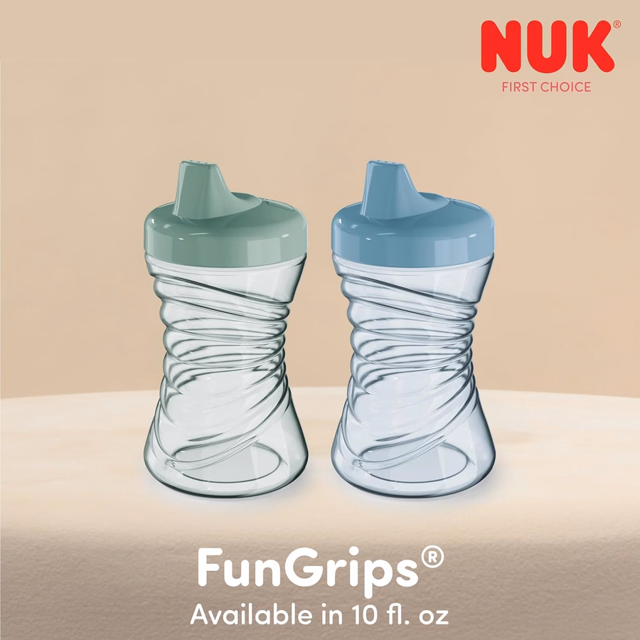 Gobelet à paille NUK First Choice Fun Grips 2.0, 295 ml (10 oz), avec poignées, anti-fuites, lot de 3 : Bébé