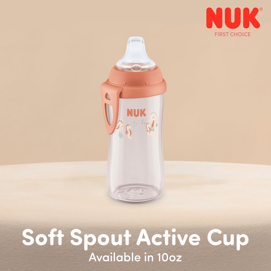 Gobelet d'éveil Minnie Mouse NUK First Choice, 295 ml (10 oz), avec bec souple et clip de transport, léger, anti-fuites, lot de 1 : Bébé